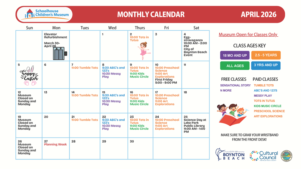 Weekly Classes Calendar