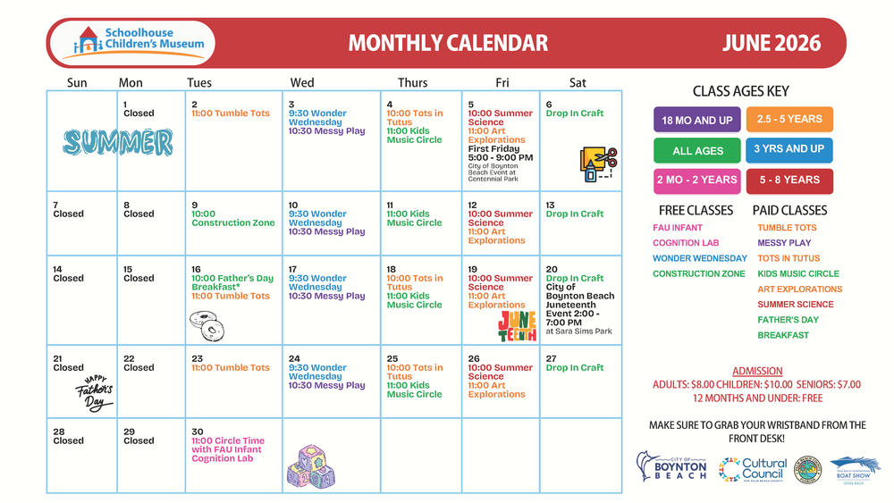 Weekly Classes Calendar June