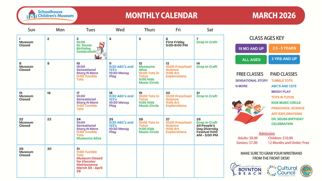 Weekly Classes Calendar