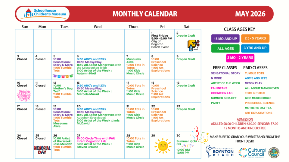 Weekly Classes Calendar