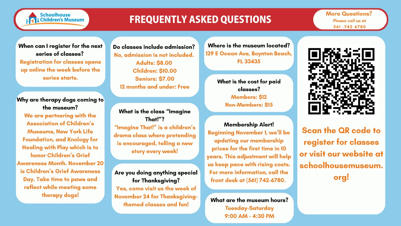 Weekly Classes Calendar FAQ November